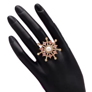 Generic Women’s Pink Color American Diamond Finger Adjustable Ring