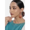 Women's Rose Gold Plated Alloy Earrings (Gold & Red)