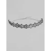 Women's Rose Gold Plated Alloy Choker (Silver & Black)