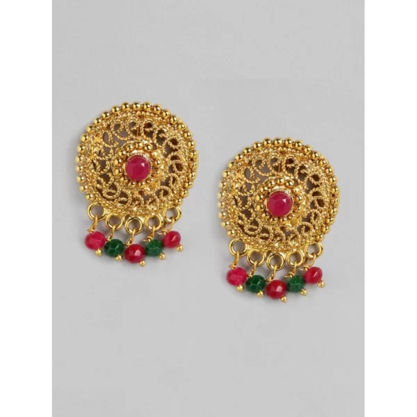 Women's Rose Gold Plated Alloy Necklace & Earings Set (Multicolor)