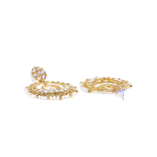 Generic Women's Rose Gold Plated Alloy Kundan Earrings & Mangtikka (White)