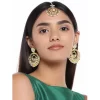 Women's Rose Gold Plated Alloy Kundan Earrings & Mangtikka (White)