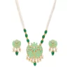 Women's Rose Gold Plated Alloy Necklace & Earings Set (Green)