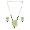 Women's Rose Gold Plated Alloy Necklace & Earings Set (Green)