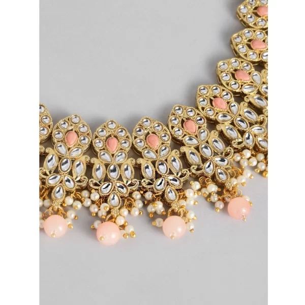 Women's Rose Gold Plated Alloy Necklace & Earings Set (Pink)