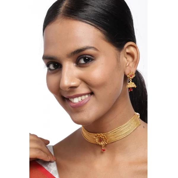 Generic Women's Rose Gold Plated Alloy Necklace & Earings Set (Gold)