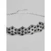 Women's Rose Gold Plated Alloy Choker (Silver & Black)