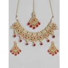 Women's Rose Gold Plated Alloy Necklace & Earings Set (Red)