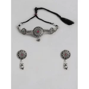 Generic Women’s Rose Gold Plated Alloy Necklace & Earings Set (Silver)