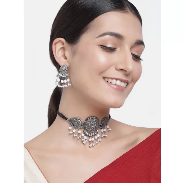Generic Women's Rose Gold Plated Alloy Necklace & Earings Set (Silver)