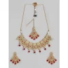 Women's Rose Gold Plated Alloy Necklace & Earings Set (Red)