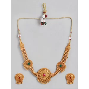 Generic Women’s Rose Gold Plated Alloy Necklace & Earings Set (Multicolor)
