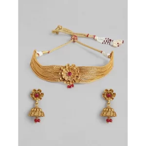 Generic Women’s Rose Gold Plated Alloy Necklace & Earings Set (Gold)