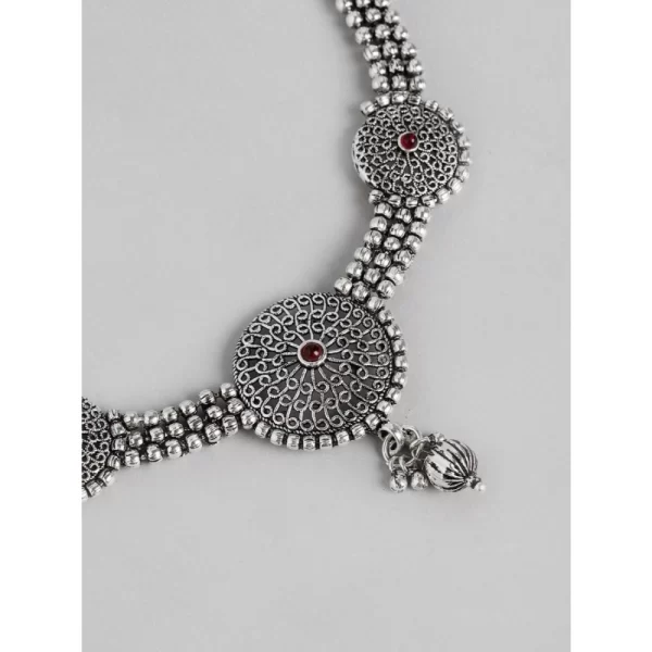 Women's Rose Gold Plated Alloy Necklace & Earings Set (Silver)
