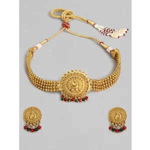 Generic Women’s Rose Gold Plated Alloy Necklace & Earings Set (Gold)