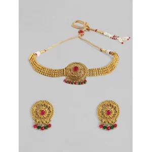 Generic Women’s Rose Gold Plated Alloy Necklace & Earings Set (Multicolor)