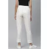 Women's Casual Checked Rayon Trouser Pant (White)