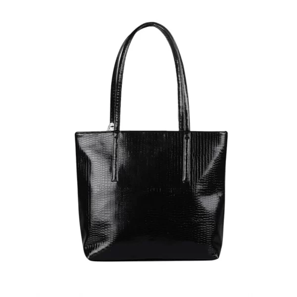 Generic Women's Polyurethane Textured, Croc Shoulder Bag (Black)