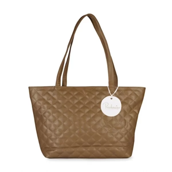 Women's Polyurethane Textured  Shoulder Bag (Light Brown)