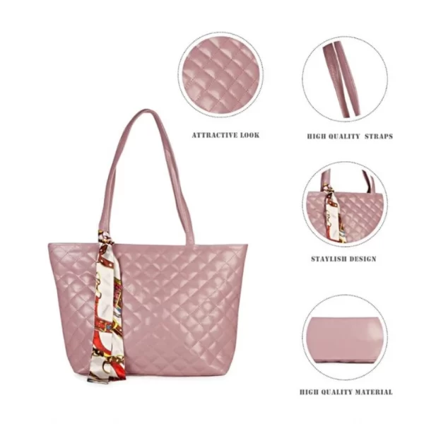 Women's Polyurethane Textured  Shoulder Bag (Blush Pink)
