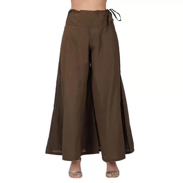 Women's Casual Cotton Solid Palazzo (Brown)