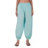Women's Casual Cotton Cambric Solid Elastic Waist Patiala Harem Pants (Blue)