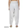 Women's Casual Cotton Cambric Solid Drawstring Bottomwear (White)