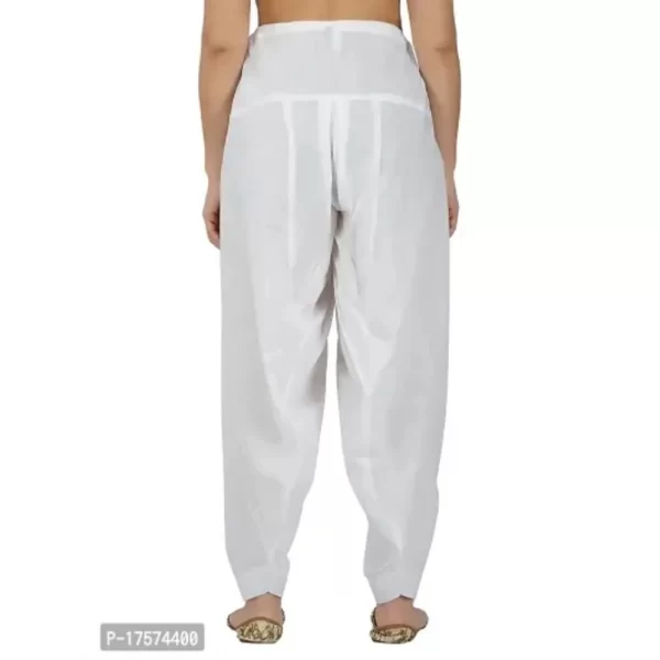 Women's Casual Cotton Cambric Solid Drawstring Bottomwear (White)