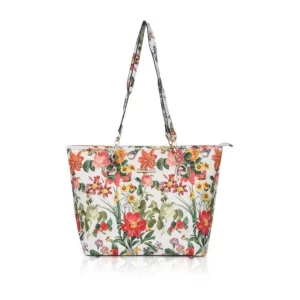 Generic Women’s Faux Leather Printed Tote Bag (White Orang)
