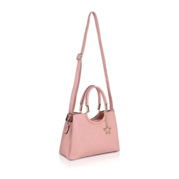 Women's Faux Leather Printed Adjustable Long Belt Handbag (Pink)