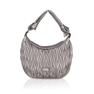 Generic Women’s Faux Leather Textured Handbag (Silver Grey)