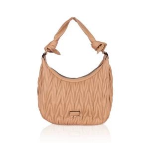 Generic Women’s Faux Leather Textured Handbag (Beige)