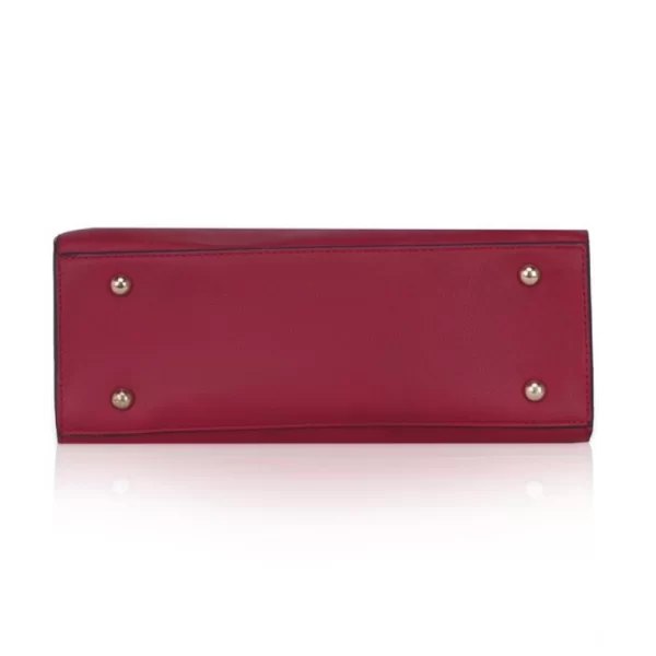 Women's Faux Leather Solid Handbag (Maroon)