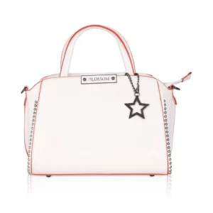 Generic Women’s Faux Leather Metal Beads Handbag (White)