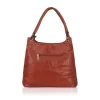 Women's Faux Leather Textured Tote Bag (Brown)