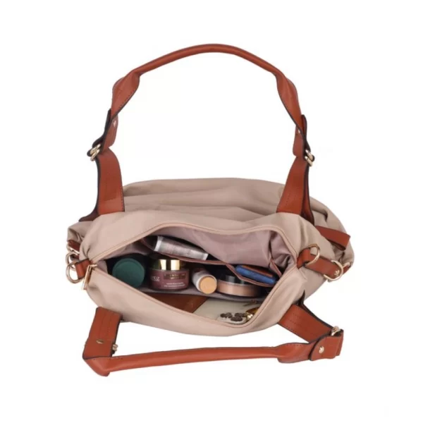 Women's Faux Leather Solid Tote Bag (Grey)