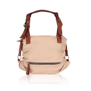 Generic Women’s Faux Leather Solid Tote Bag (Beige)