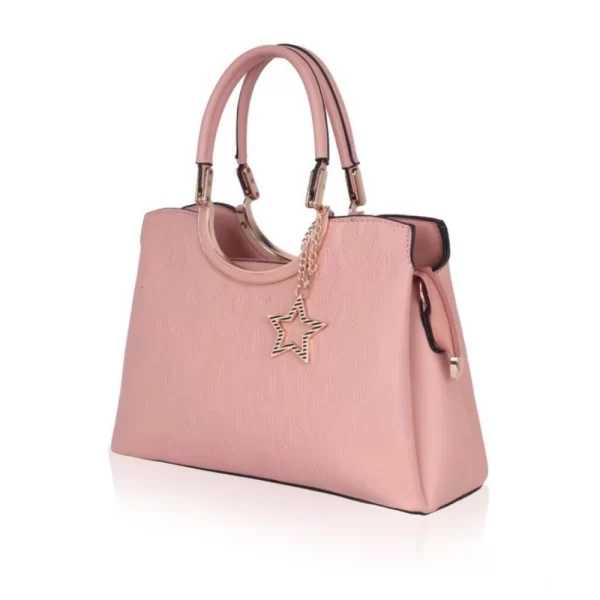Women's Faux Leather Printed Adjustable Long Belt Handbag (Pink)