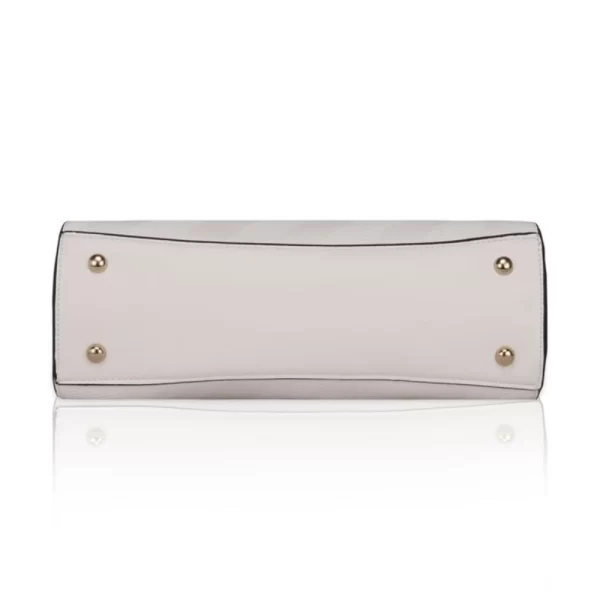 Generic Women's Faux Leather Textured Adjustable Long Belt Handbag (White)