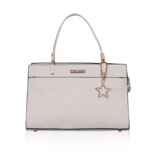 Generic Women's Faux Leather Textured Adjustable Long Belt Handbag (White)