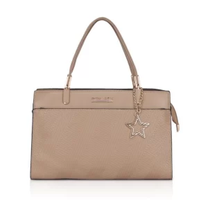 Generic Women’s Faux Leather Textured Adjustable Long Belt Handbag (Khaki)