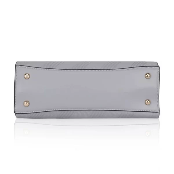 Generic Women's Faux Leather Textured Adjustable Long Belt Handbag (Grey)