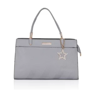 Generic Women’s Faux Leather Textured Adjustable Long Belt Handbag (Grey)