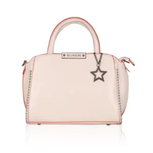 Generic Women’s Faux Leather Metal Beads Handbag (Pink)