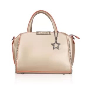 Generic Women’s Faux Leather Metal Beads Handbag (Gold)