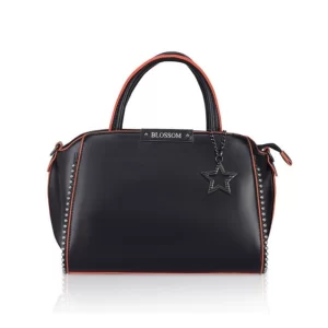 Generic Women’s Faux Leather Metal Beads Handbag (Black)