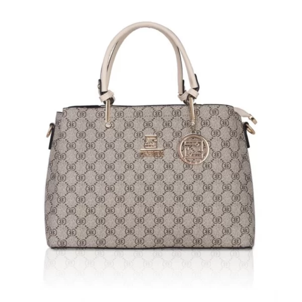 Women's Faux Leather Printed Handbag (Beige)