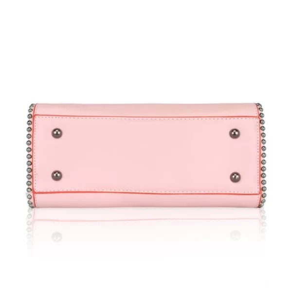 Women's Faux Leather Metal Beads Handbag (Pink)