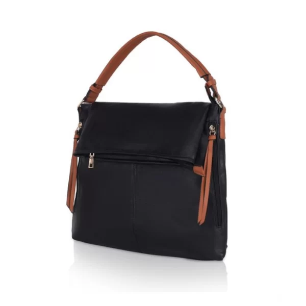 Women's Faux Leather Solid Sling Bag (Black)