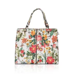 Generic Women’s Faux Leather Printed Handheld Bag (White Orang)
